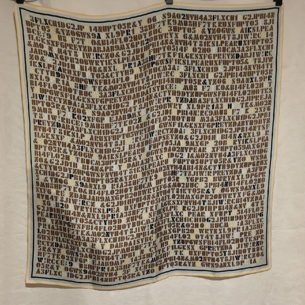 Worth Beige and Brown Letter Print Silk Scarf